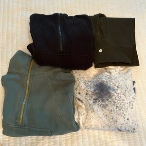 4 Lululemon Pieces - Scuba Hoodies, Sweatshirt, Joggers Green Black Gray Size 4
